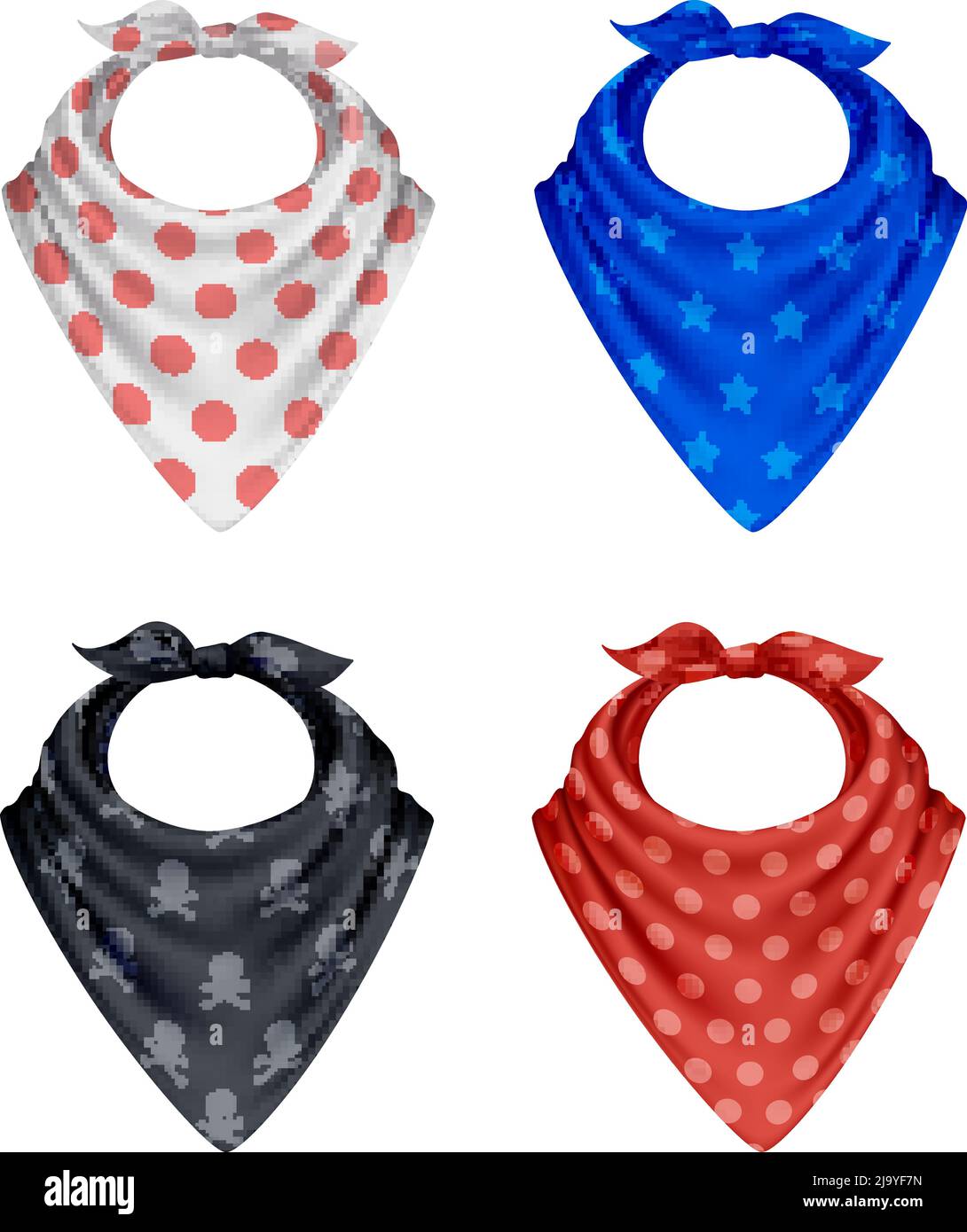 Bandana scarf buff handkerchief realistic polkadot pattern set of four