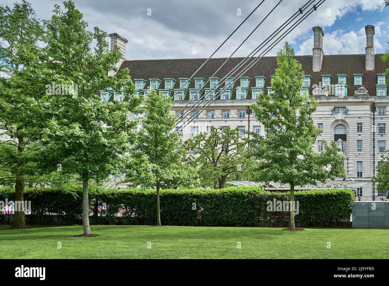 Jubilee Gardens and the former LCC headquarters, Southbank, London