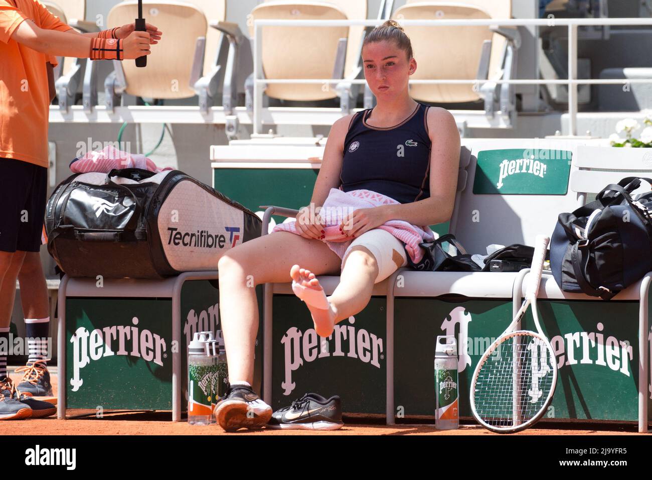Elsa Jacquemot playing during French Open Tennis Roland Garros 2022 on
