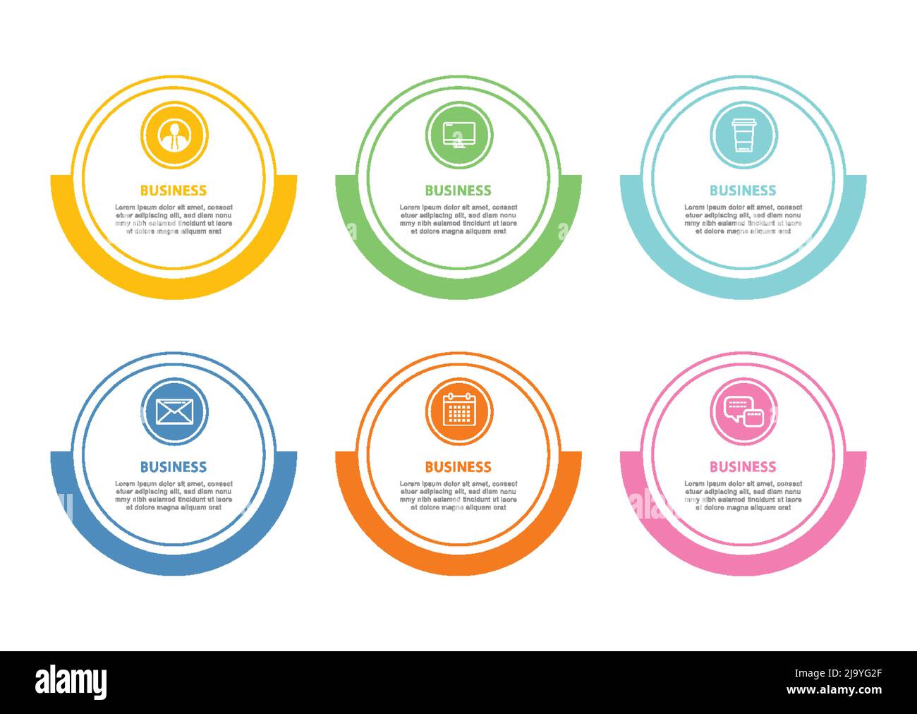 Infographics circle timeline with 6 data template. Vector illustration ...