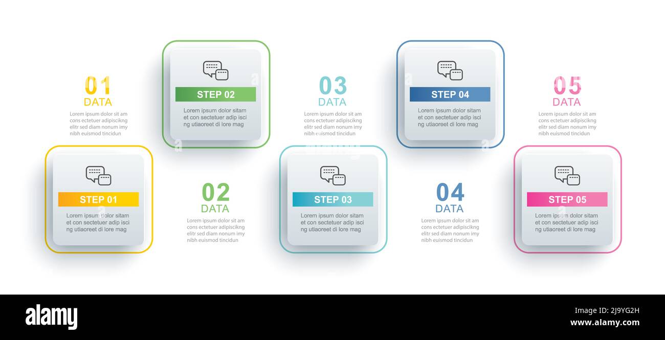 5 data infographics square tab paper index template. Vector illustration abstract background. Stock Vector