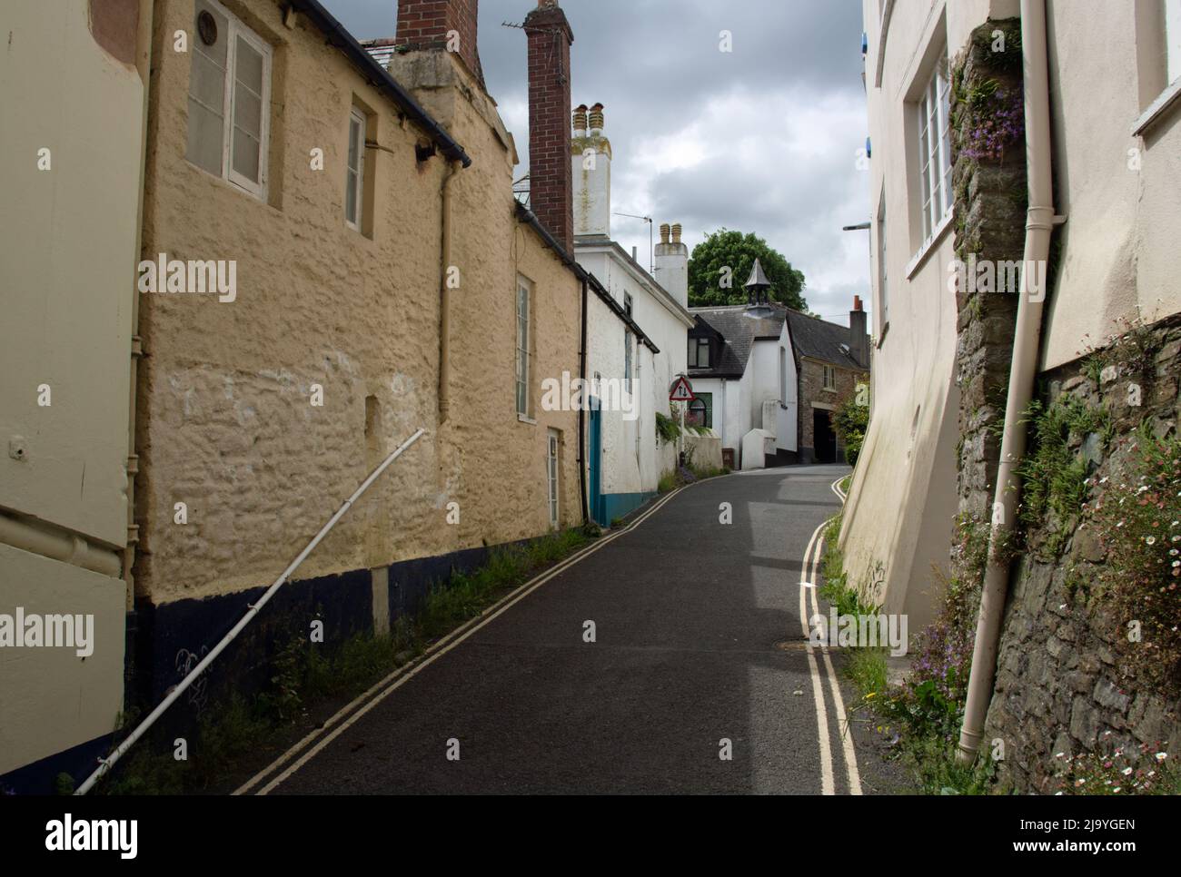 TOTNES, UK JUNE 26, 2021 traditional houses just off the High Street