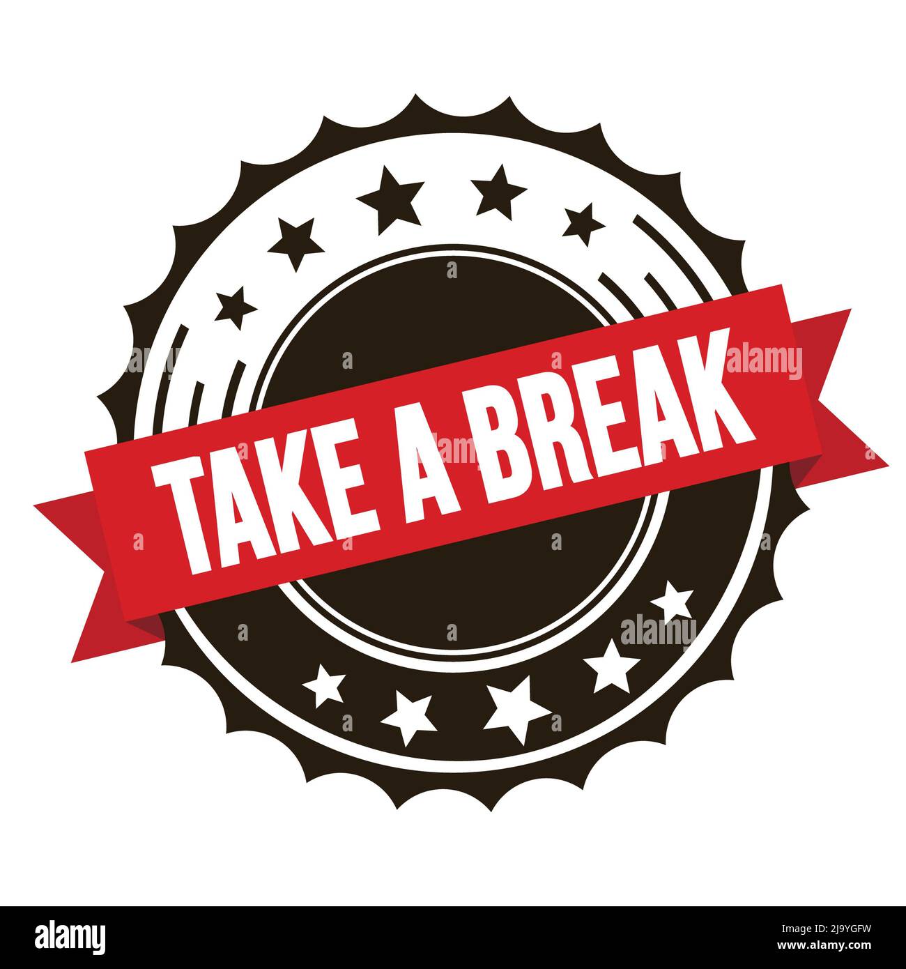 TAKE A BREAK text on red brown ribbon badge stamp Stock Photo - Alamy