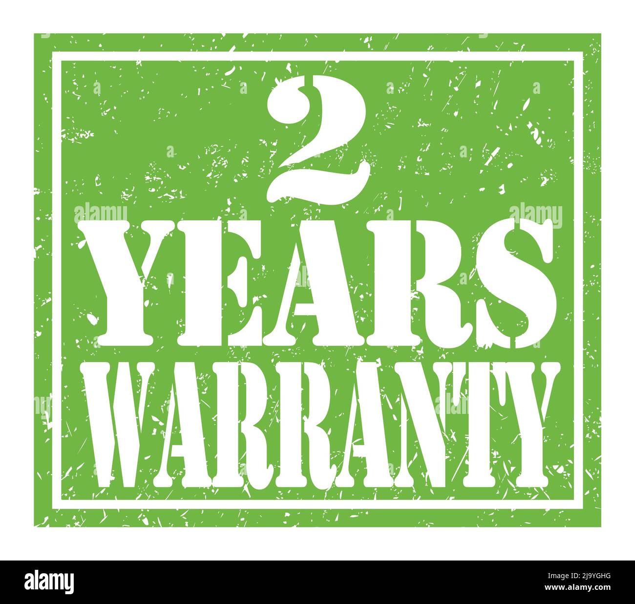2 YEARS WARRANTY, words written on green stamp sign Stock Photo - Alamy