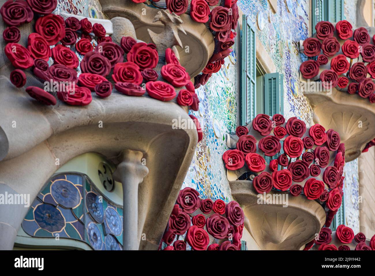 Antoni Gaudi's architecture featured at Casa Batllo in Barcelona Stock Photo