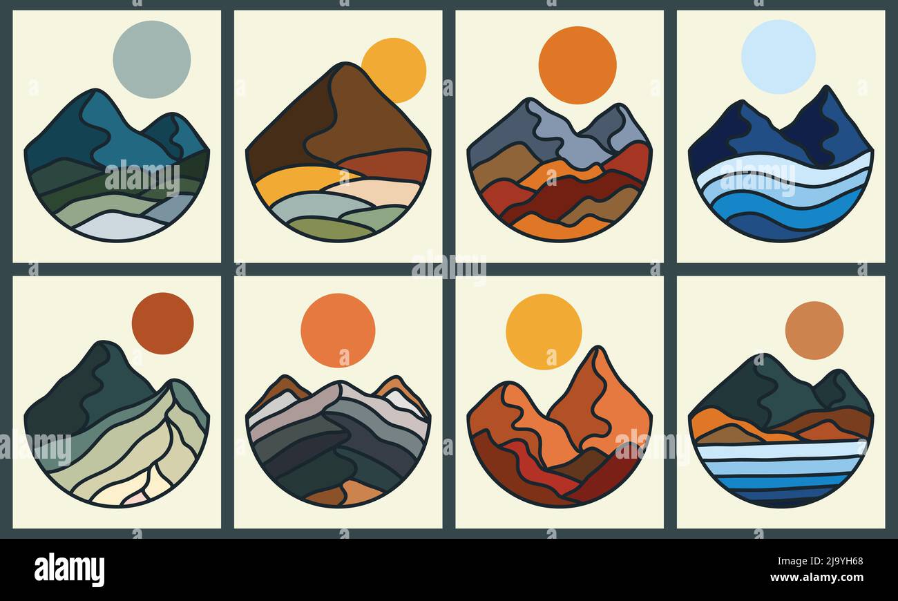 Abstract rounded mountain landscape vector illustration Stock Vector