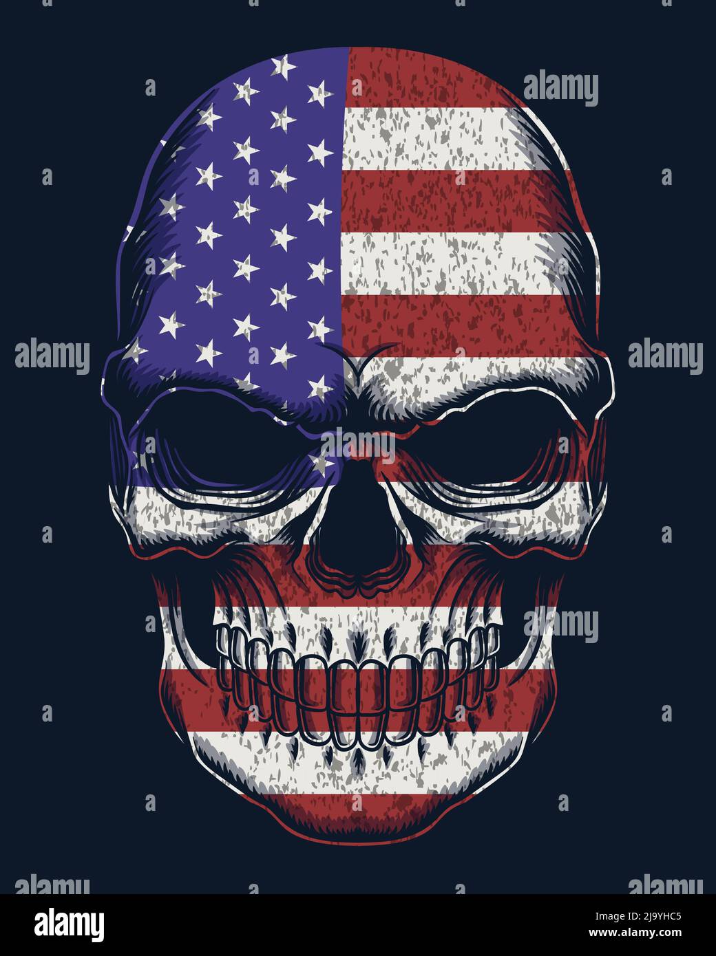 Skull color america flag vector illustration Stock Vector