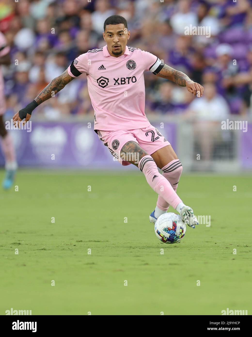 Orlando, FL:  Inter Miami midfielder Gregore (26) carries the ball up the pitch during the Lamar Hunt U.S. Cup Round of 16 game against the Orlando Ci Stock Photo