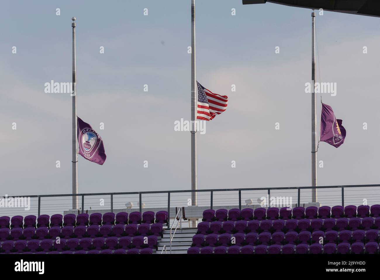 Orlando, FL A general view of the flags at half mast to honor the