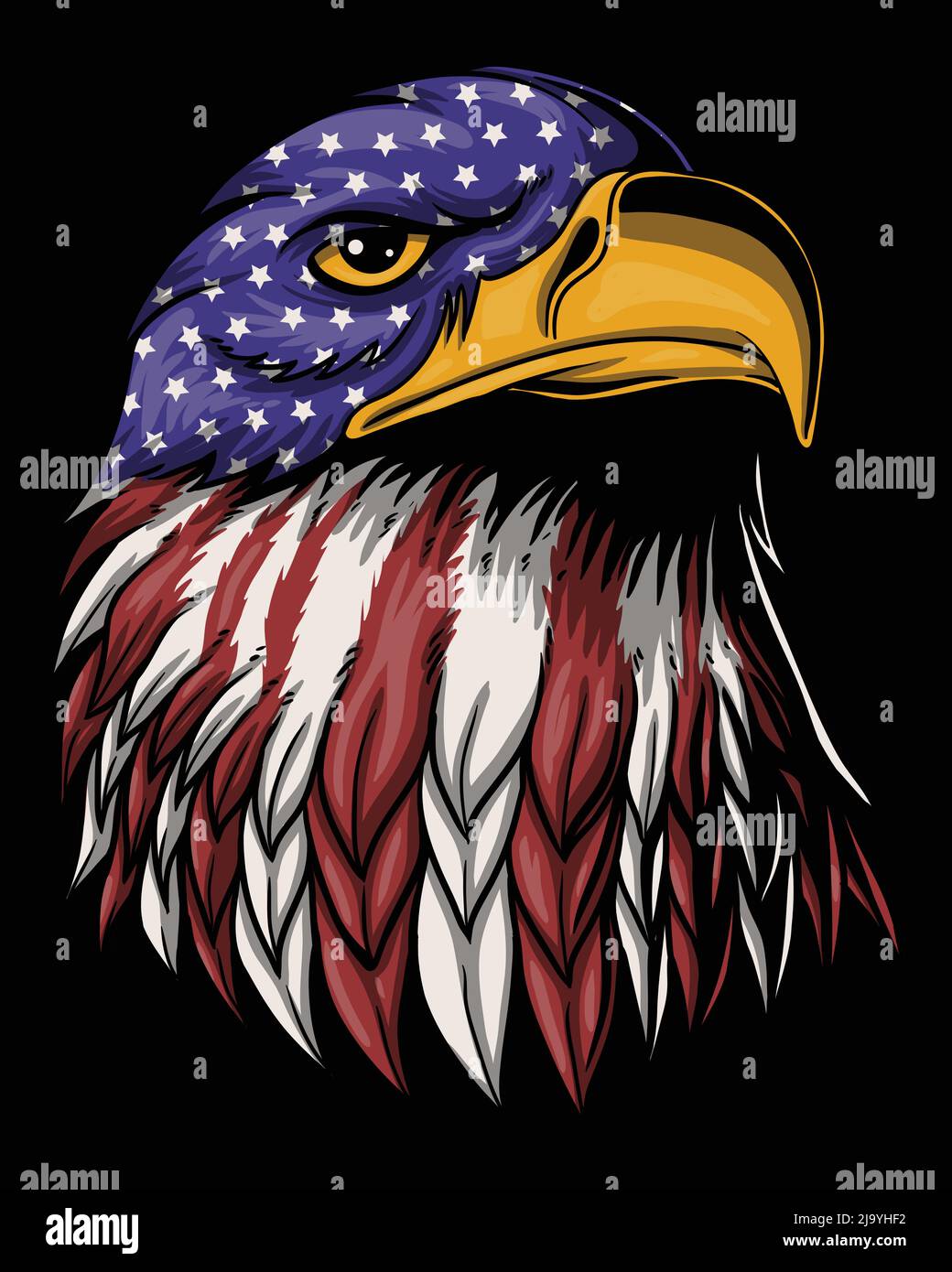 Eagle head america flag fur vector illustration Stock Vector