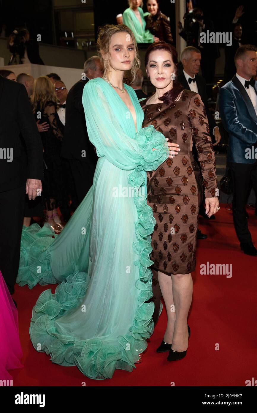 Priscilla Presley and Olivia DeJonge leaving the screening of Elvis