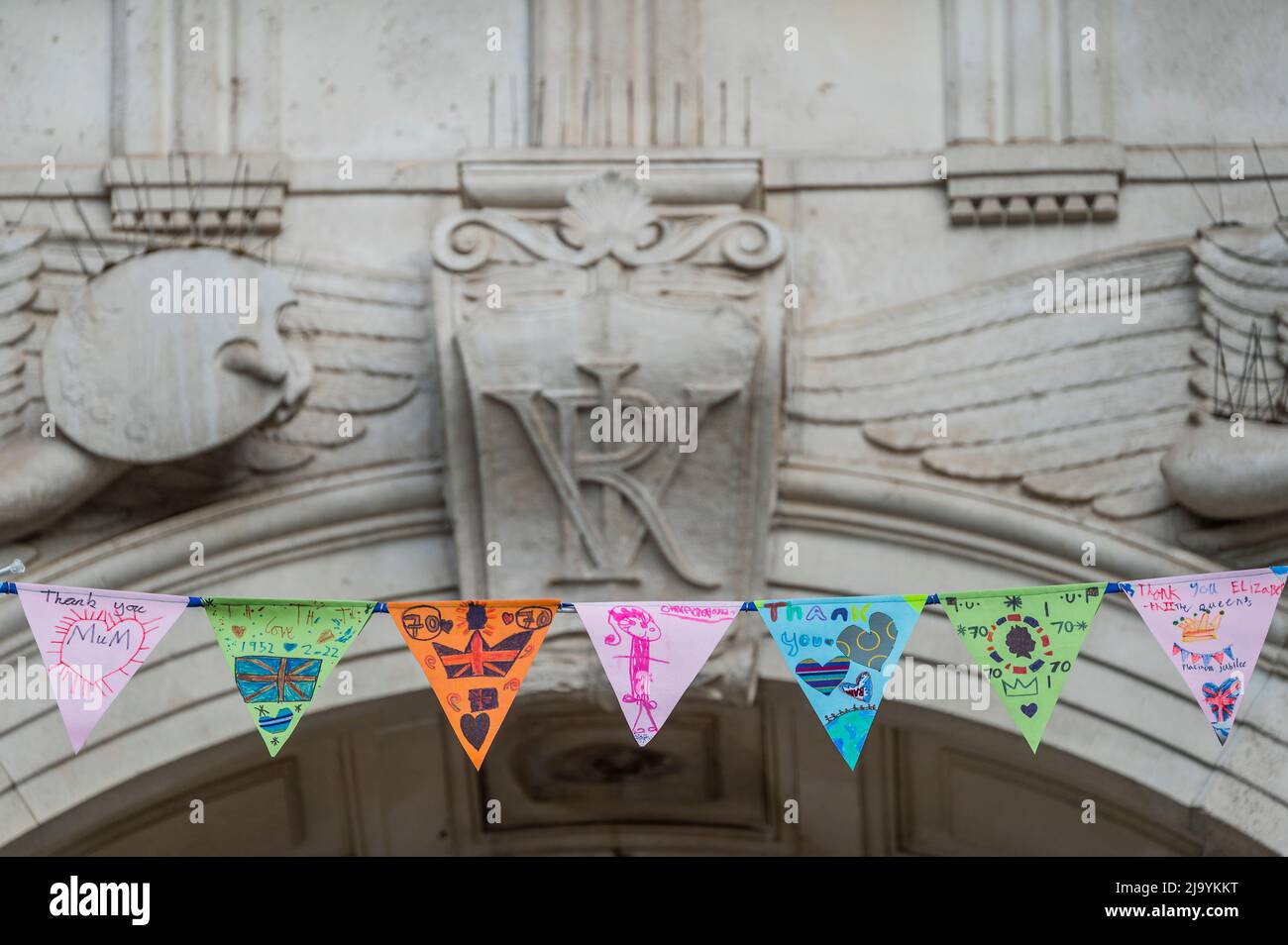 Tate Britain's facade covered with bunting, specially made by ...