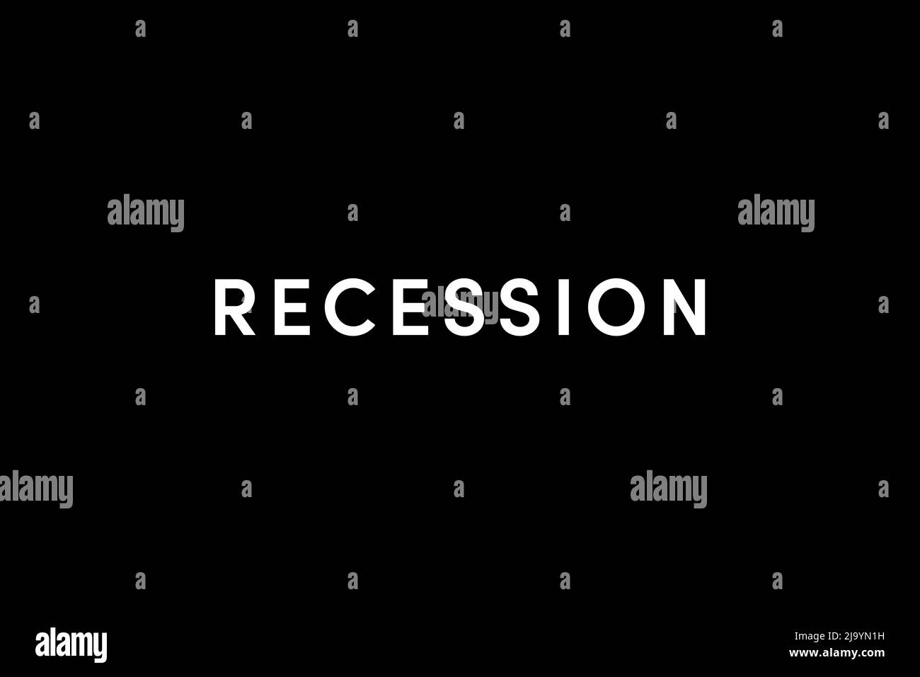 Recession is a business cycle contraction when there is a general decline in economic activity. Word Recession on black background Stock Photo