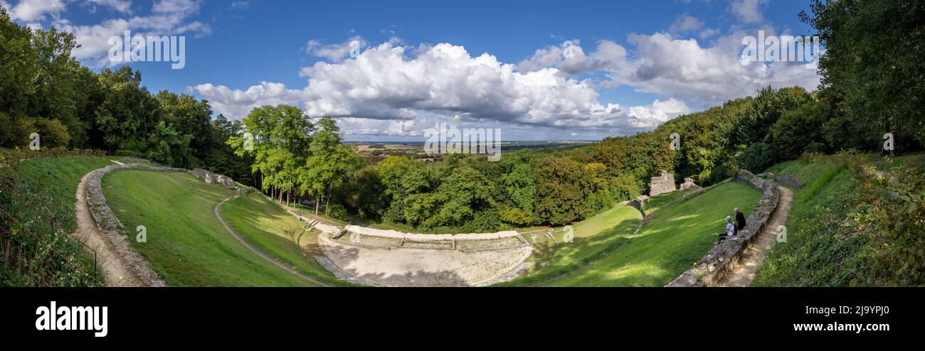 The Gallo-Roman ampitheater at Bois des Bouchauds, Charente, France Stock Photo