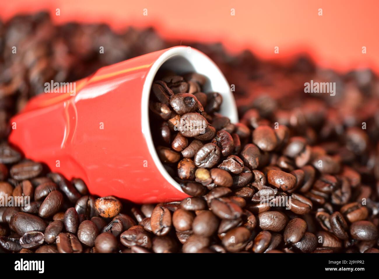coffee beans with coffee cup Stock Photo