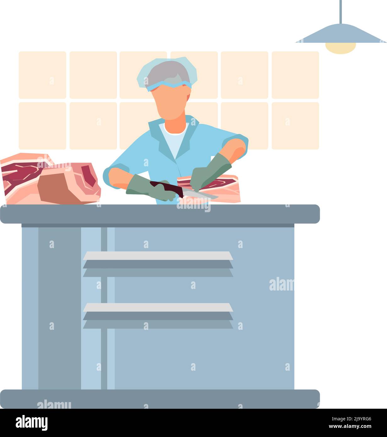 Meat processing plant flat composition with factory kitchen equipment