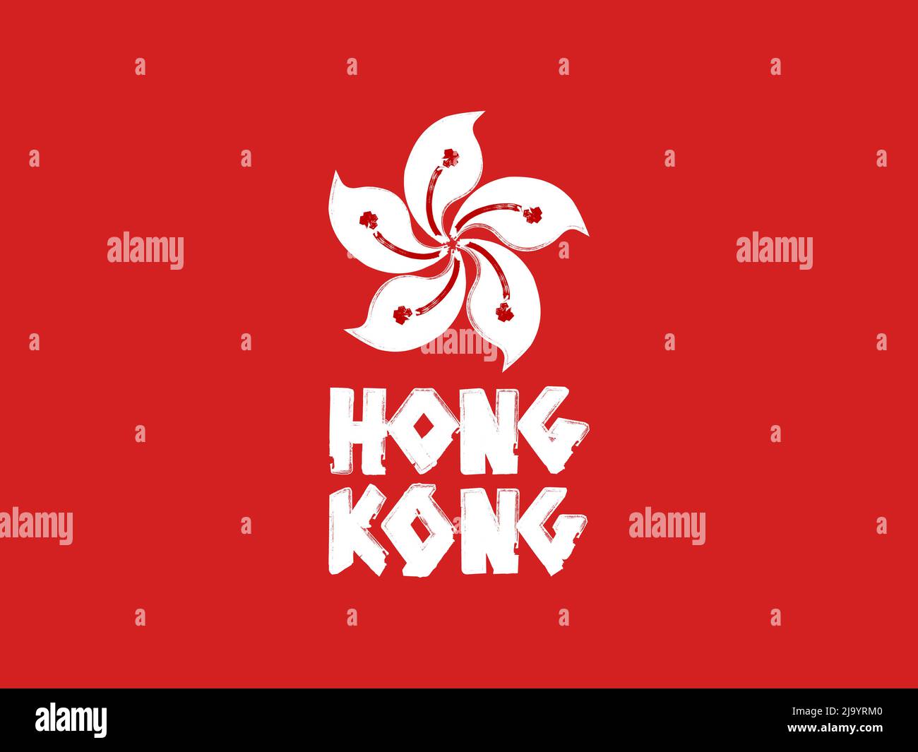 Stylized Art Hong Kong Symbol. Hand Drawn Bauhinia Flower with grunge