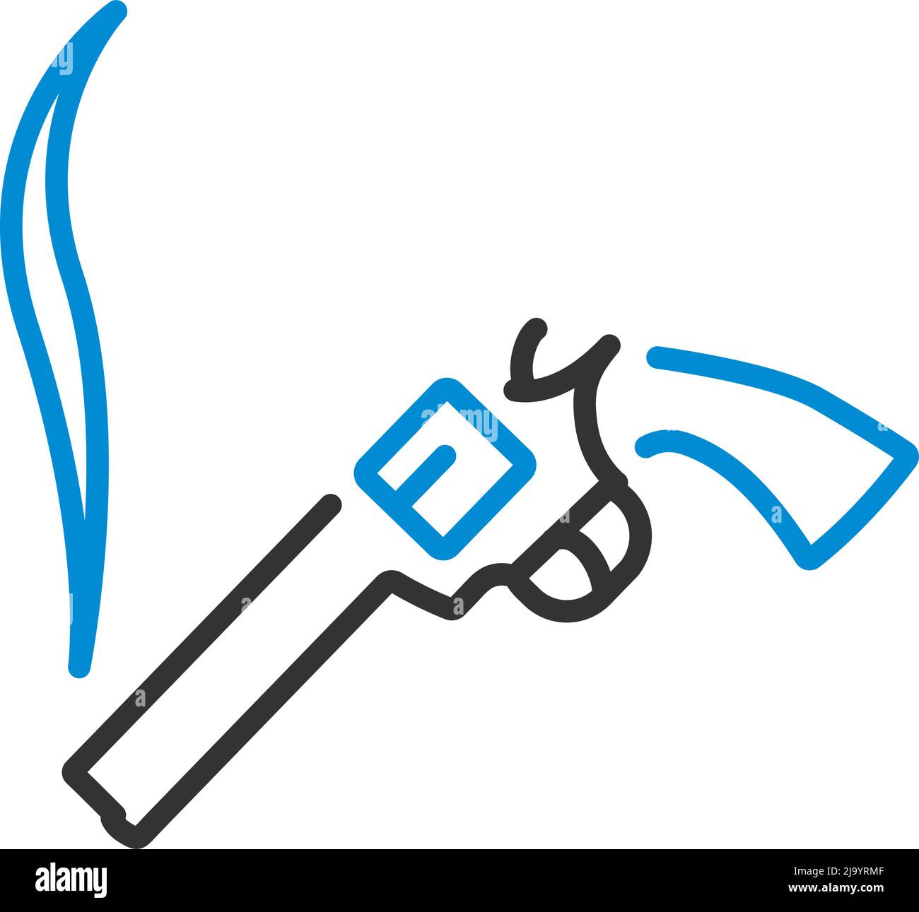 Smoking Revolver Icon. Editable Bold Outline With Color Fill Design ...
