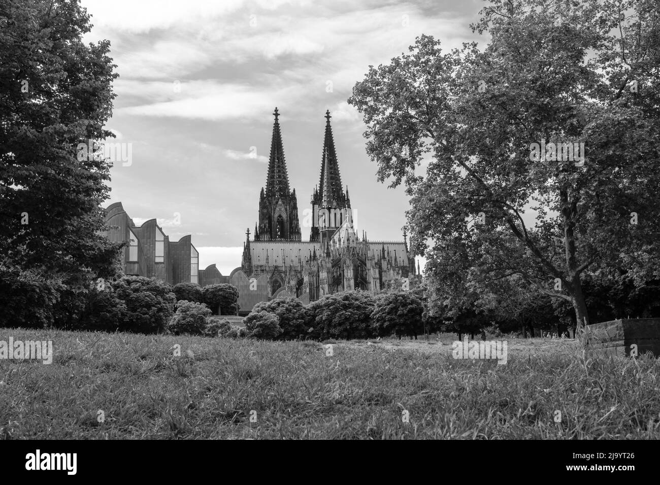 The stunning cathedral Dom in Cologne Germany in black and white Stock Photo