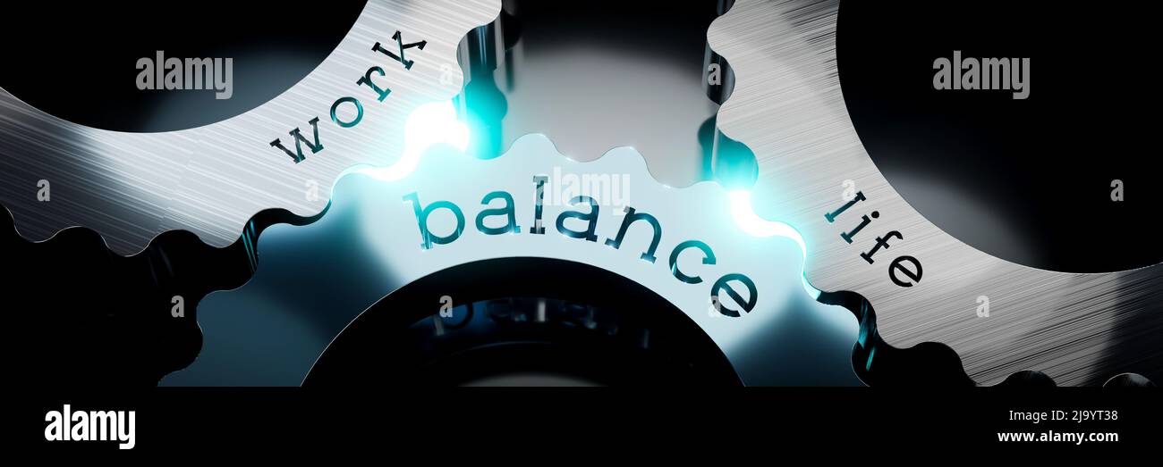 Work, life, balance - gears concept - 3D illustration Stock Photo - Alamy