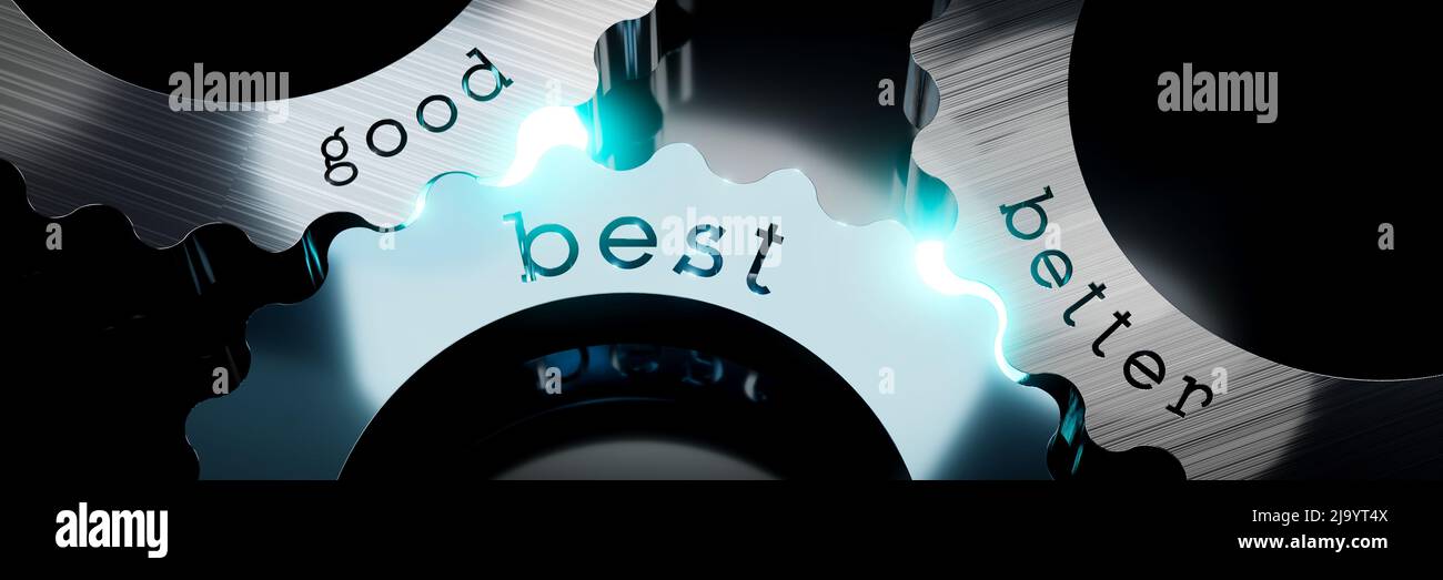 Good, better, best gears concept 3D illustration Stock Photo Alamy