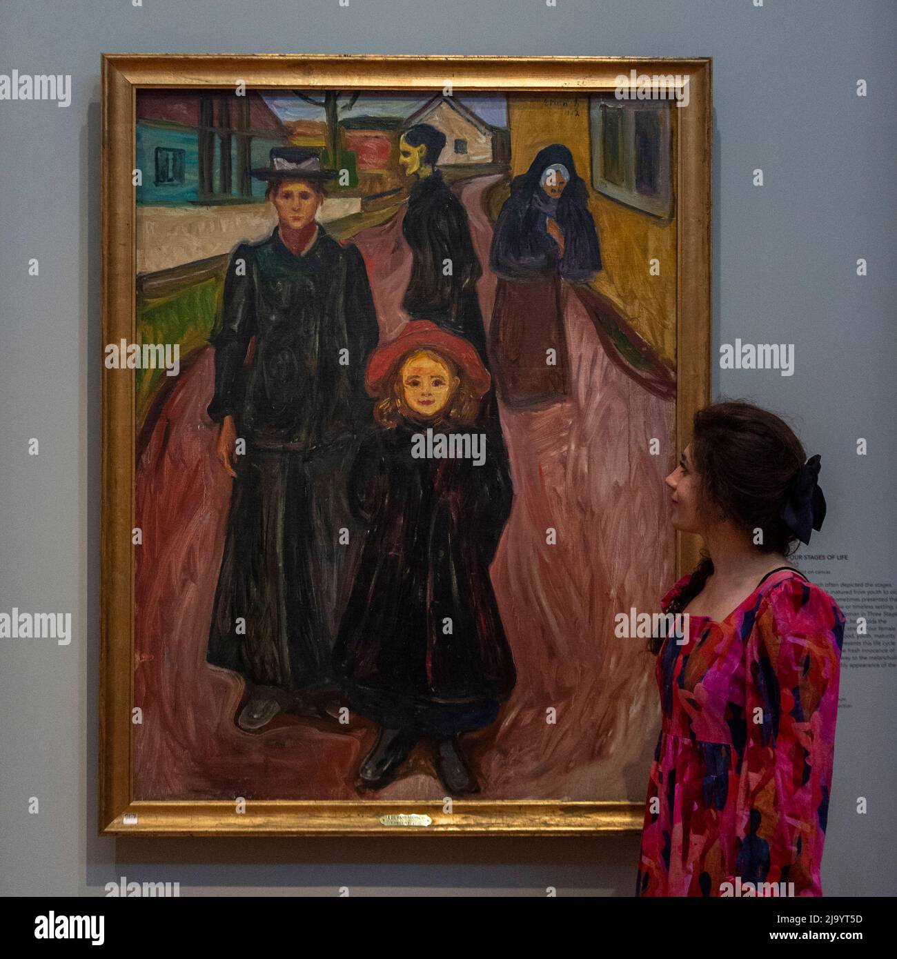 London, UK.  26 May 2022. 'Four stage of life', 1902, by Edvard Munch at the preview of “The Morgan Stanley Exhibition: Edvard Munch. Masterpieces from Bergen” at The Courtauld Gallery.  18 paintings by Munch from KODE Bergen Art Museum, Norway, home to one of the most important Munch collections in the world are shown together as a group outside Scandinavia for the first time.  The exhibition runs 27 May to 5 September 2022.  Credit: Stephen Chung / Alamy Live News Stock Photo