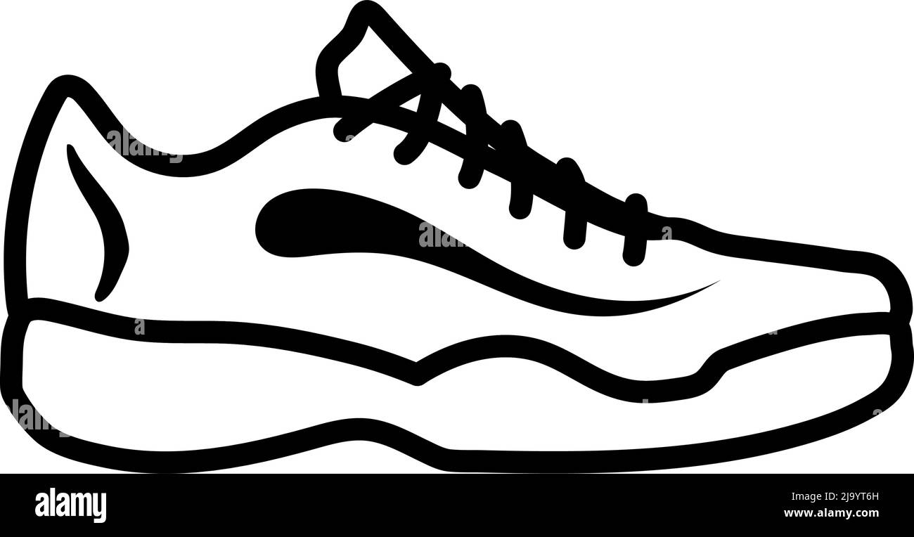 Tennis Sneaker Icon. Bold outline design with editable stroke width