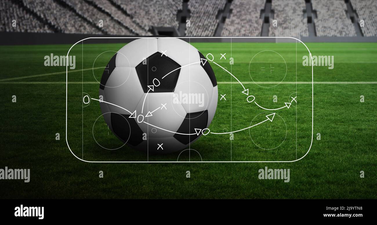 Image of game plan and soccer ball at stadium Stock Photo Alamy