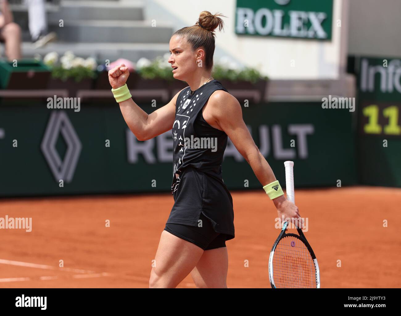 Paris, France. 25th May, 2022. Maria Sakkari of Greece during day 4 of the French  Open 2022, a tennis Grand Slam tournament on May 25, 2022 at Roland-Garros  stadium in Paris, France -