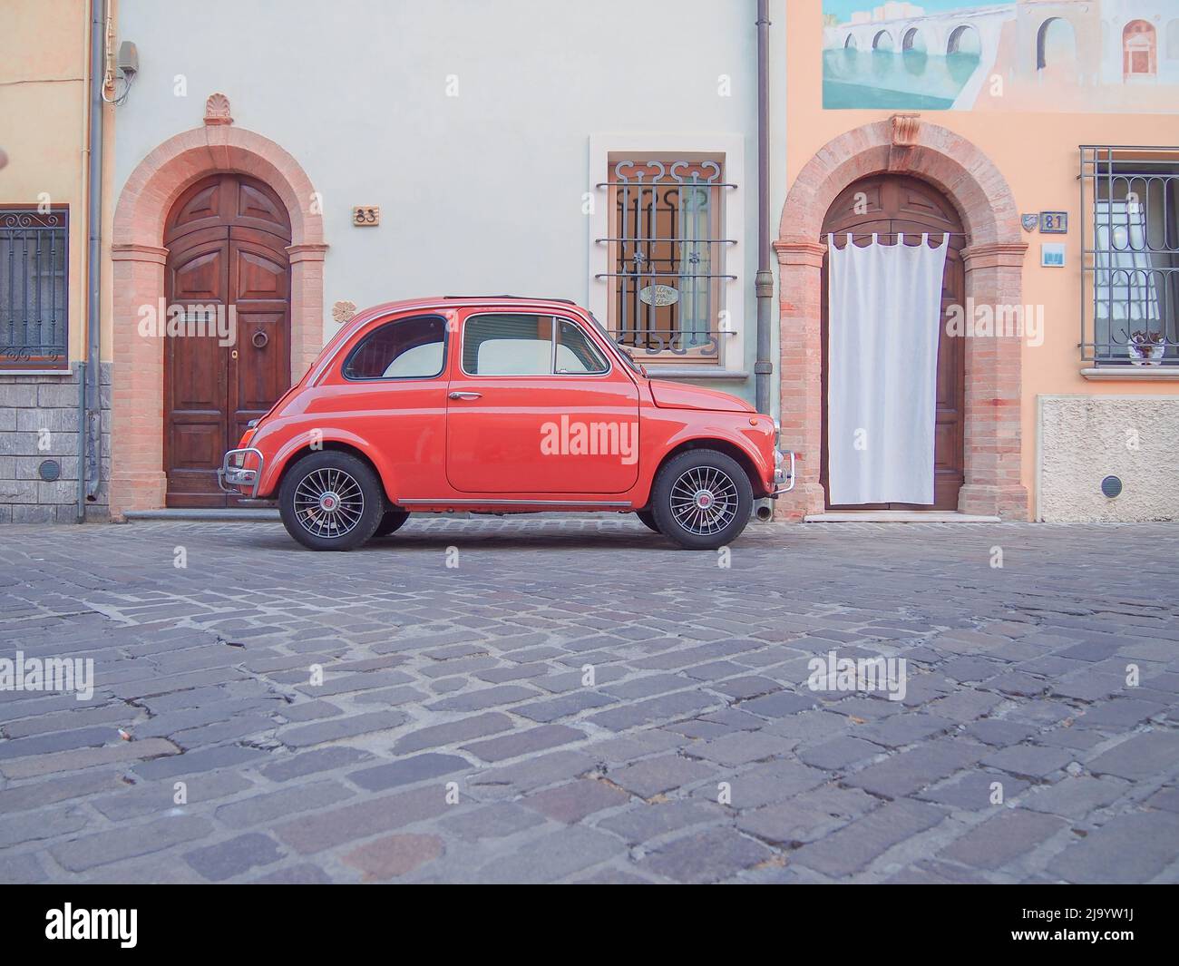 RIMINI, ITALY-JULY 22, 2017: Fiat 500 D at the city streets Stock Photo