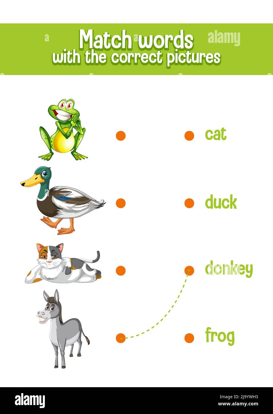Worksheet design for matching words illustration Stock Vector Image & Art Alamy