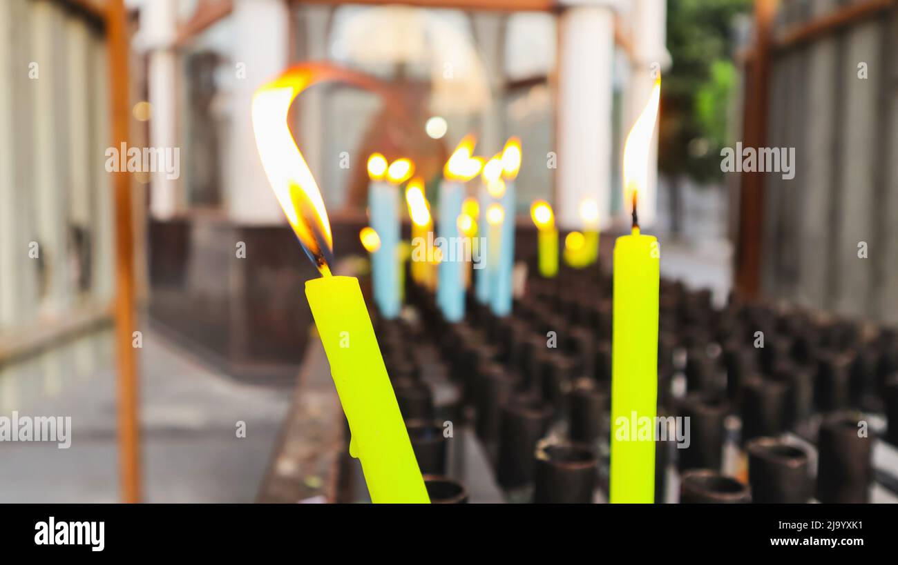 Burning candles at St. Thomas Cathedral Basilica, Chennai, Tamilnadu