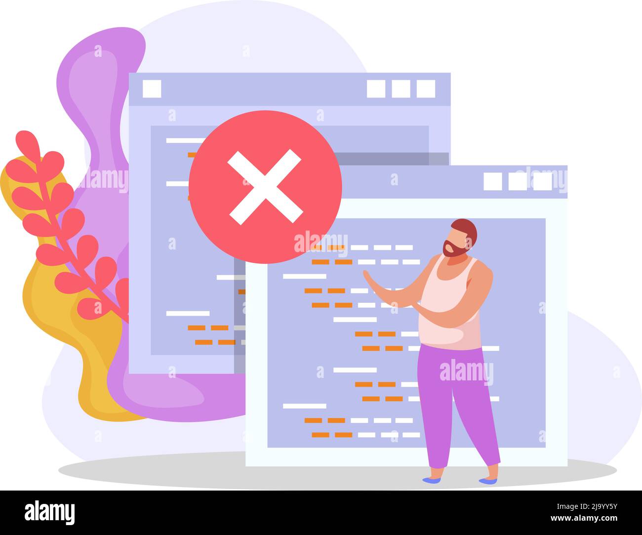 Computer user flat icon with human character and program windows vector ...