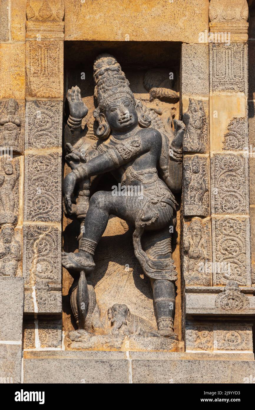 Dwarpala of Shiva or demon guardian on Gopuram of Nataraja Temple, Chidambaram, Tamil Nadu, India Stock Photo