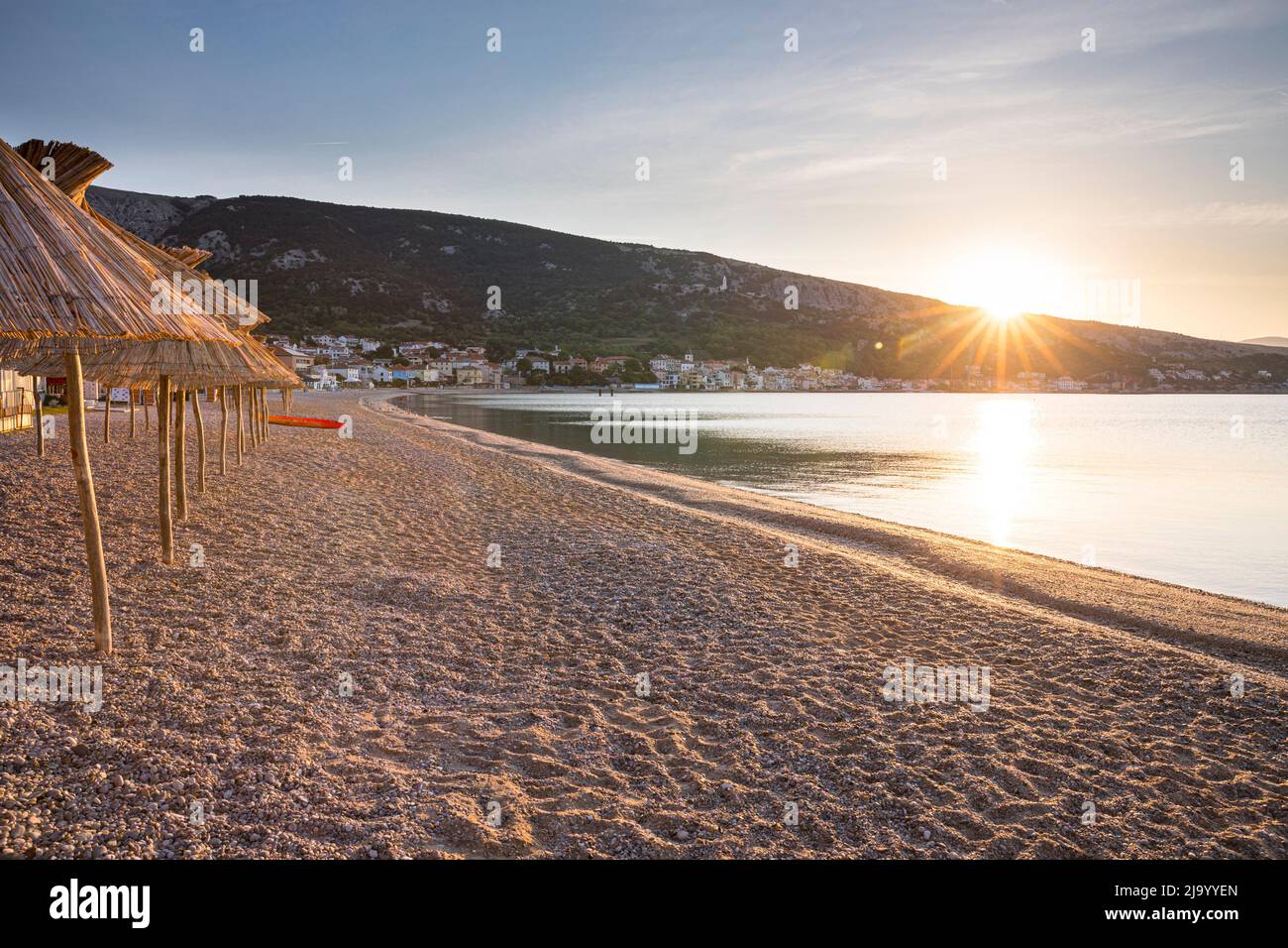 Baska beach sunrise Stock Photo