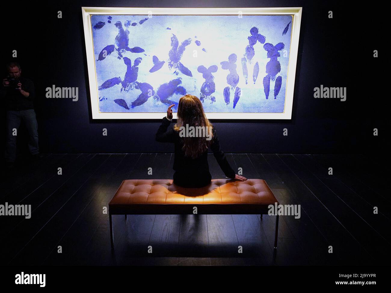 Yves Klein's Anthropometrie De L'Epoque Bleue, (ANT 124), created in 1960, on display during a photocall at Christie's, central London, before it is offered at auction for the first time in the Christie's 20th/21st Century sale. Picture date: Thursday May 26, 2022. Stock Photo