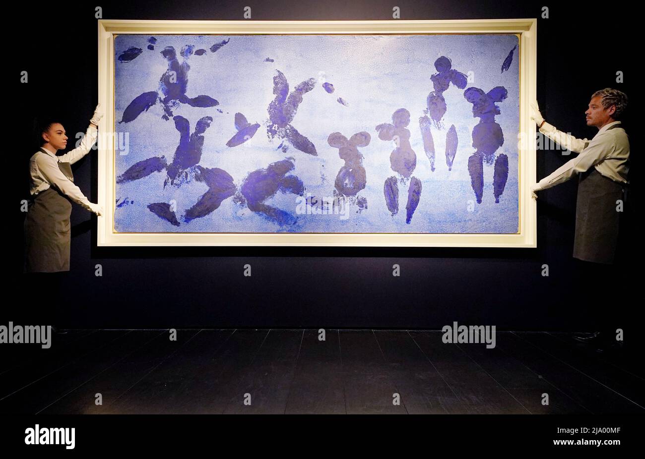 Yves Klein's Anthropometrie De L'Epoque Bleue, (ANT 124), created in 1960, on display during a photocall at Christie's, central London, before it is offered at auction for the first time in the Christie's 20th/21st Century sale. Picture date: Thursday May 26, 2022. Stock Photo