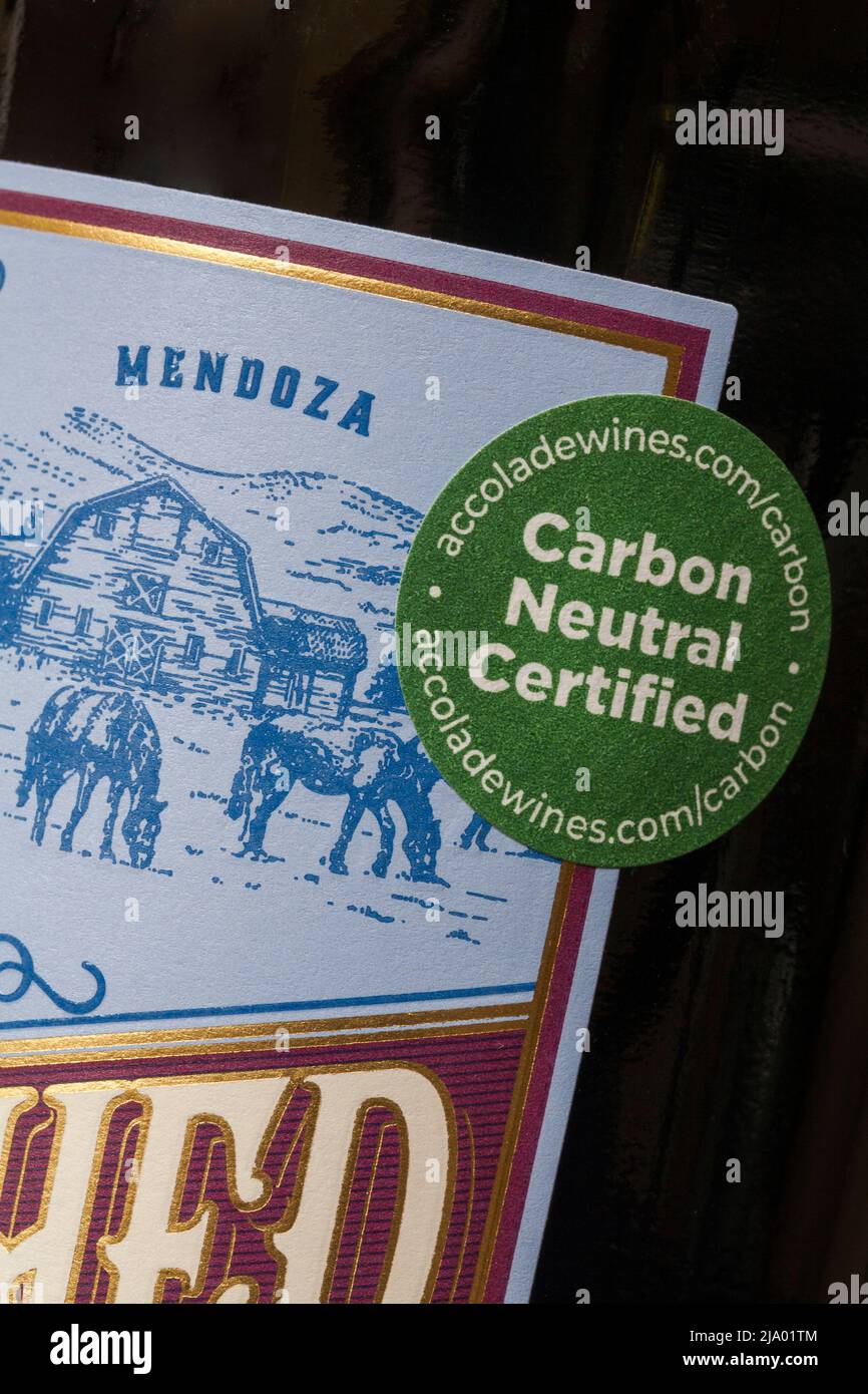 carbon neutral certified sticker on bottle of Jam Shed Mendoza Malbec