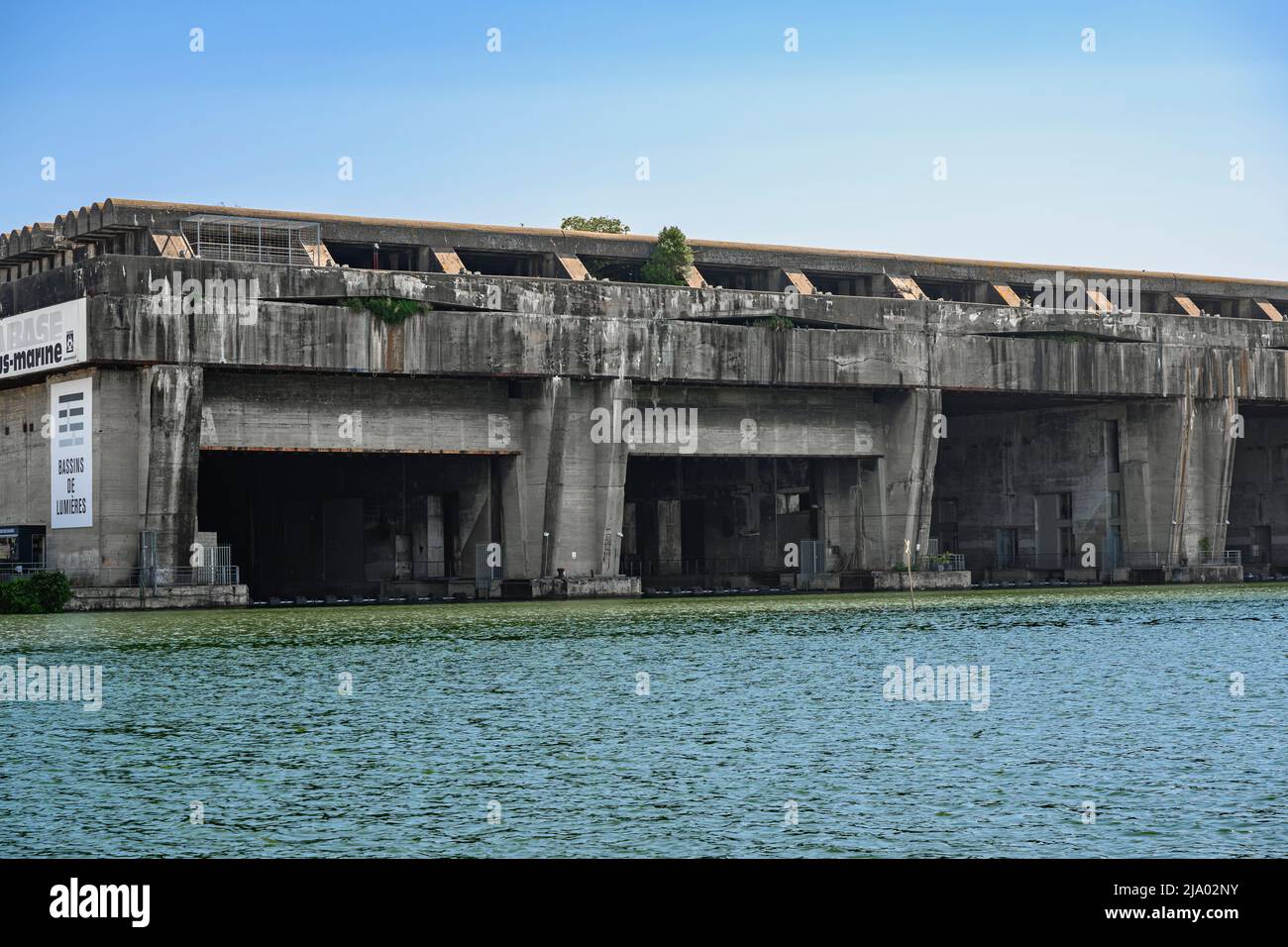 World War Two U-Boat, submarine, pens at Baclan, Bordeaux, France Stock