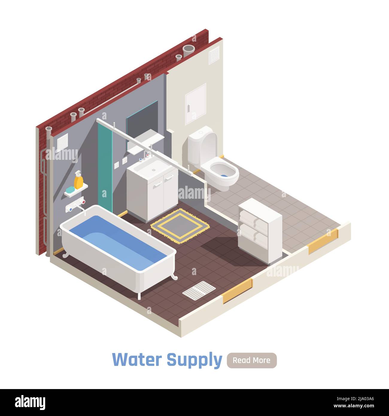 Water supply in residential house apartment buildings isometric