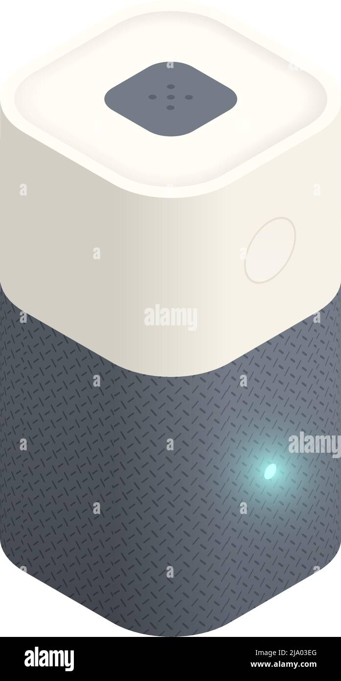 Isometric smart speaker with led light on white background vector illustration Stock Vector
