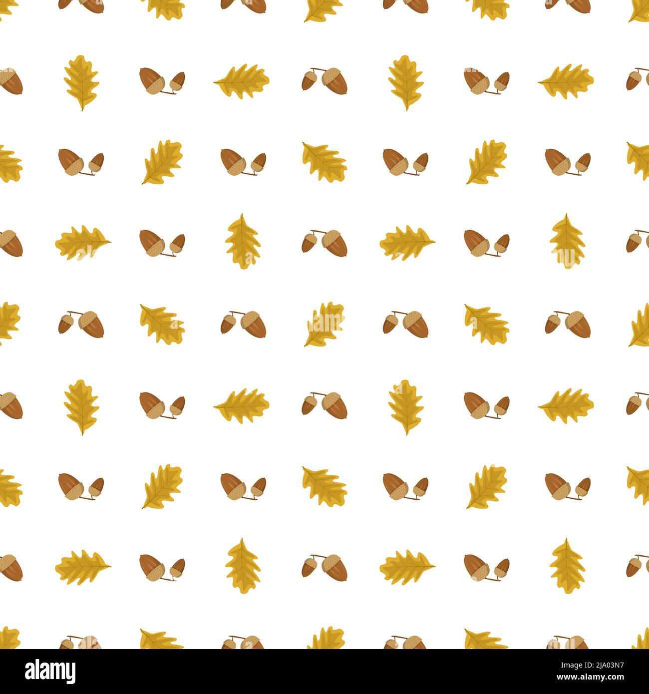 Seamless autumn pattern with acorn and leaves on white background ...