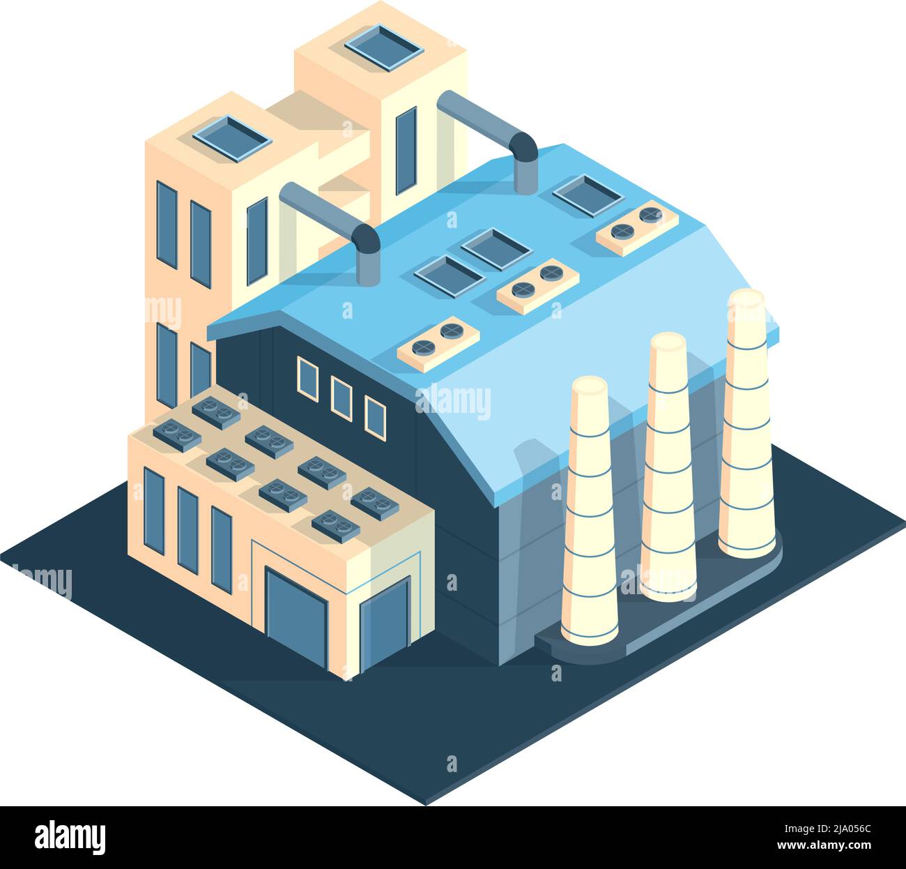 Isometric icon with modern urban industrial building 3d vector ...