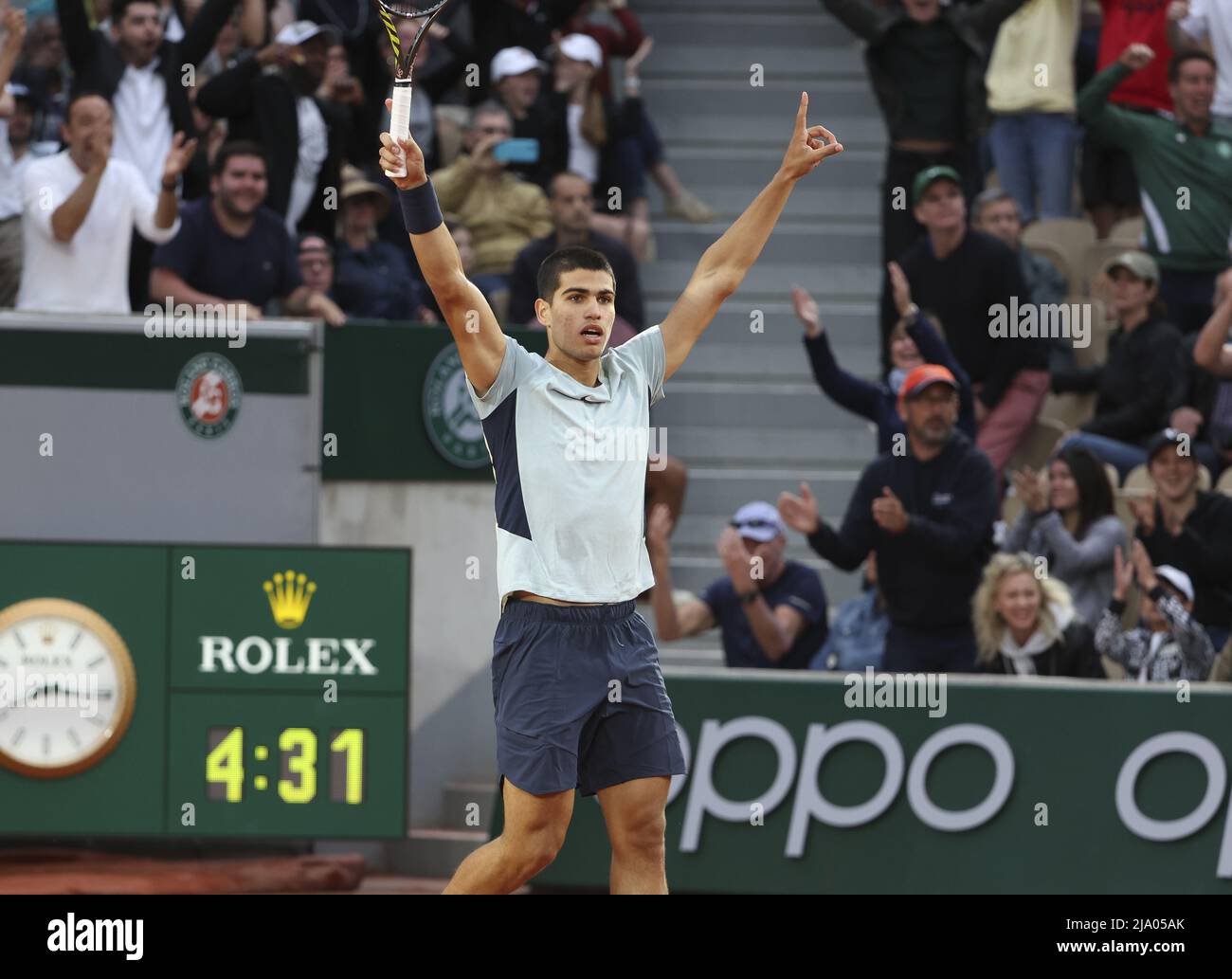 Carlos Alcaraz of Spain celebrates his victory during day 4 of the