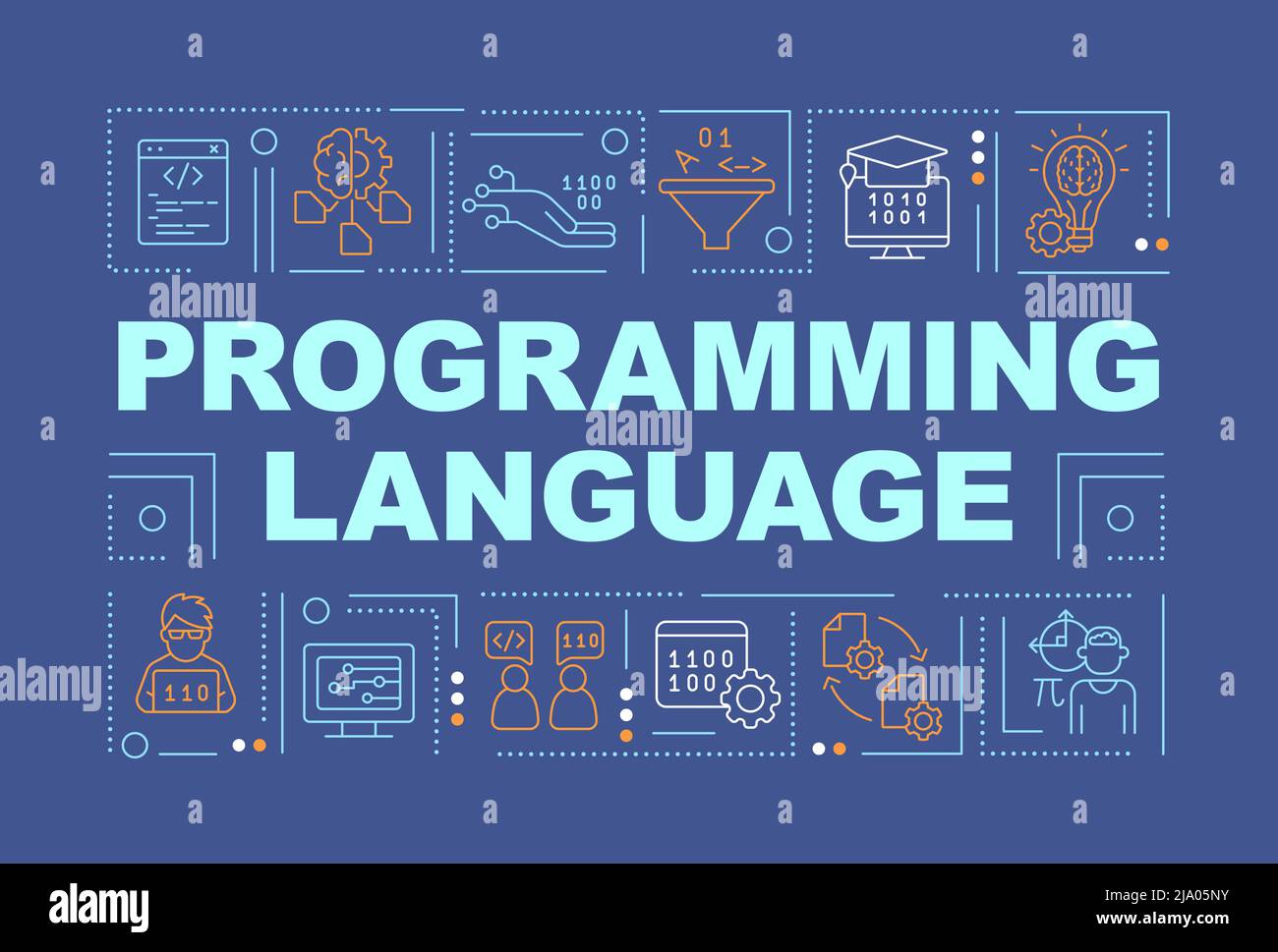 Programming language word concepts dark blue banner Stock Vector Image ...