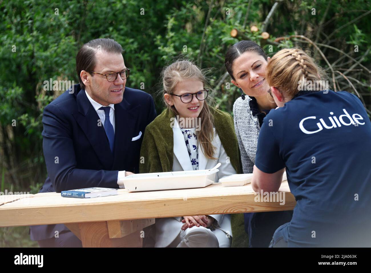 On Wednesday, Princess Estelle visited Östergötland County for the first time since 2014. During the day, the princess inaugurated, among other things, the ten-year-old naturum Tåkern at Tåkern birdlake, just outside Vadstena, Sweden. Estelle's parents H.K.H Crown Princess Victoria and H.K.H Prince Daniel were also present at the visit. Stock Photo