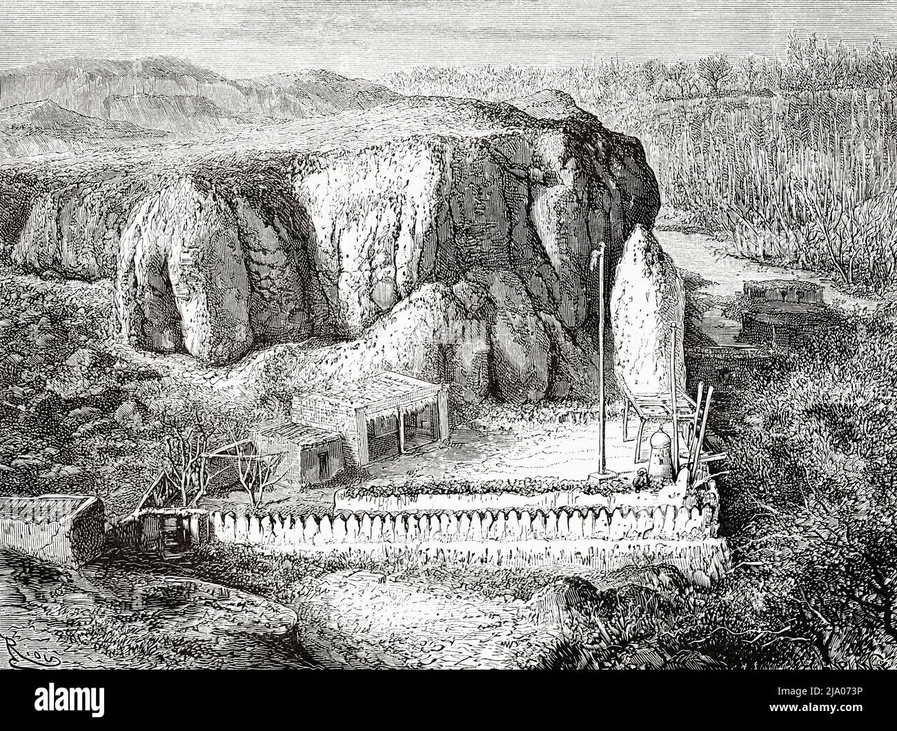 The Tomb of Saint Daniar-Palvan, Near Samarkand. Uzbekistan, Central Asia. From Orenburg to Samarkand 1876-1878 by Madame Marie Ujfalvy-Bourdon, Le Tour du Monde 1879 Stock Photo