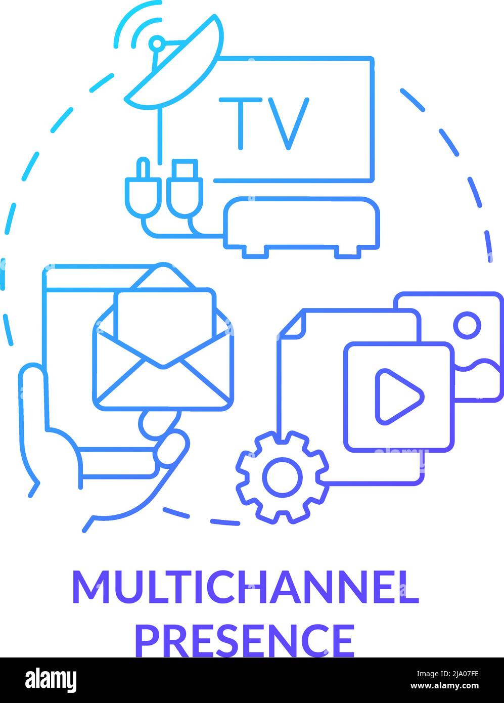 Multichannel presence blue gradient concept icon Stock Vector