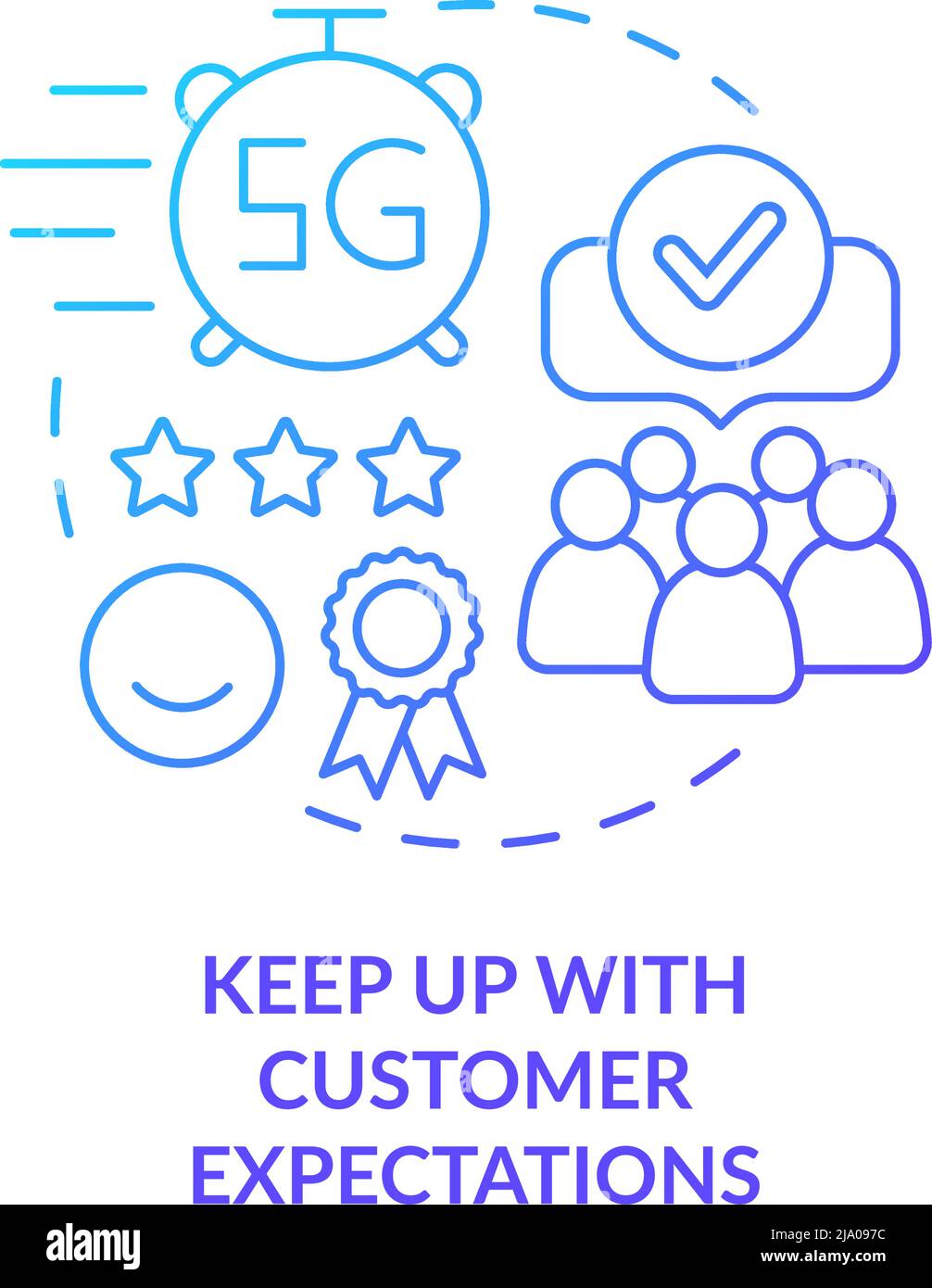 Keep up with customer expectations blue gradient concept icon Stock Vector