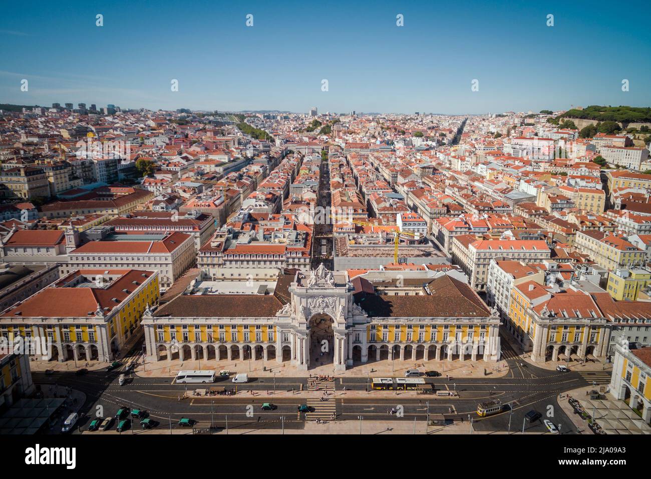 Aerial view of Comercio Square in Lisbon, Portugal. Stock Photo